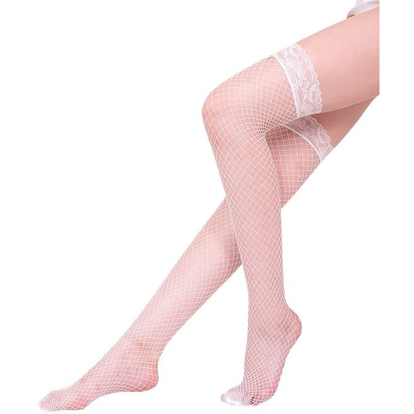 シンプルガーターストッキング中ネット ホワイト