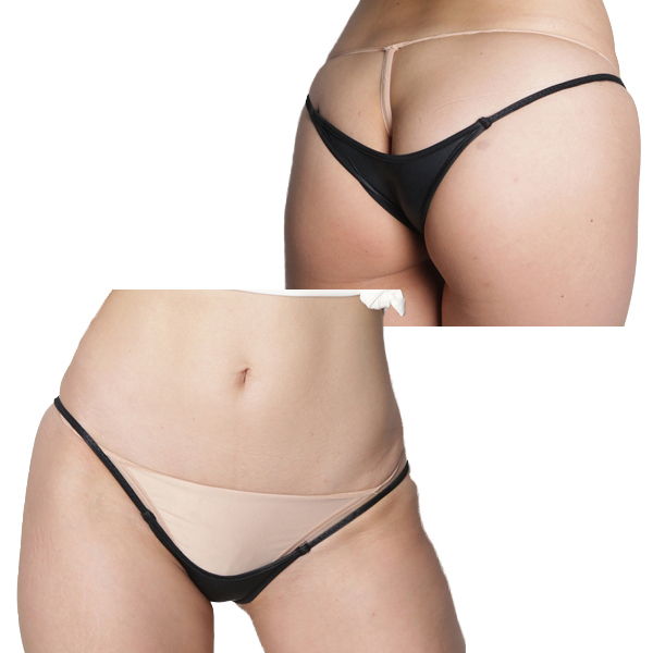 光沢薄々脇細極小ハーフバック ブラック