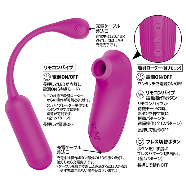 <吸うやつ>プリティラブ (サッキング&ブローイングツーウェイリモートバイブレーター)