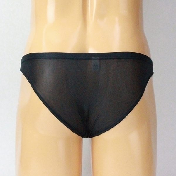 メンズ 極薄ストレッチハーフシームフルバック ブラック