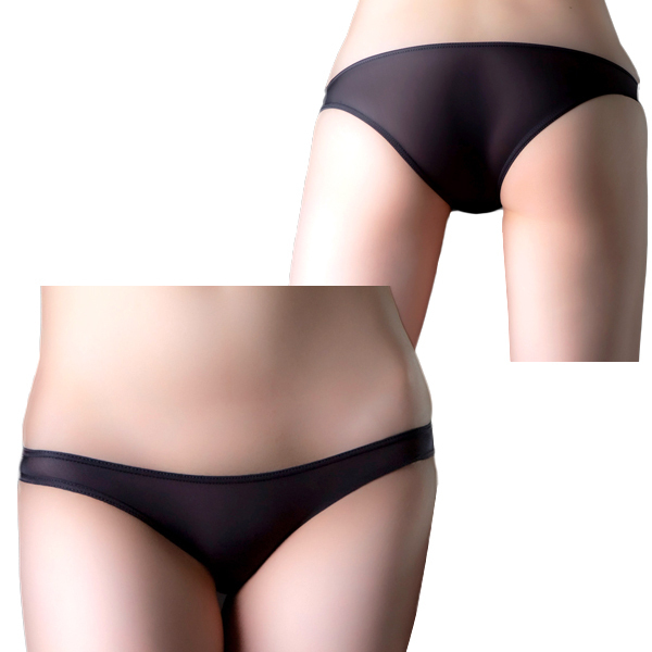 極薄ストレッチハーフバックショーツ ブラック (LS002)