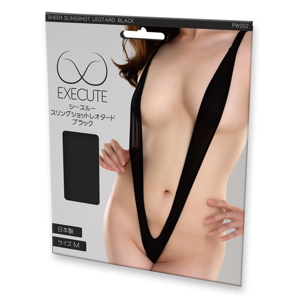 シースルースリングショットレオタード (ブラック)