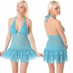 メッシュフリルホルターベビードール&ショーツ(ランジェリー) メッシュフリルホルターベビードール&ショーツ