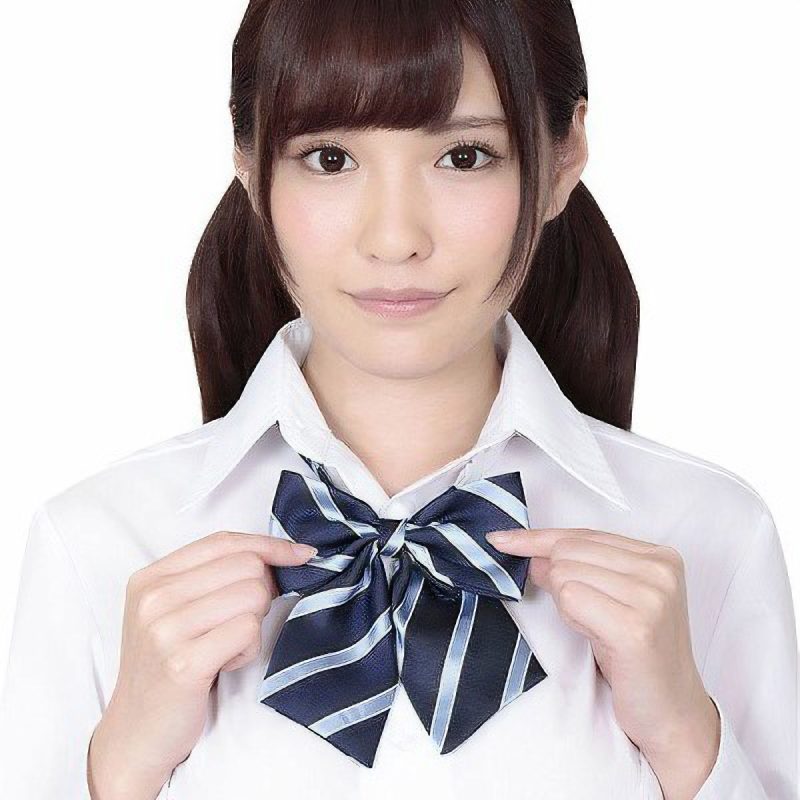 きゅん可愛スクールリボン　ブルーストライプ