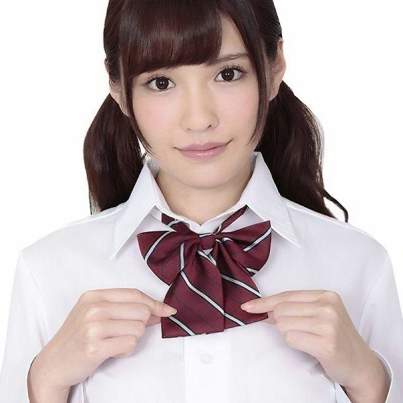 きゅん可愛スクールリボン　ダークレッドストライプ
